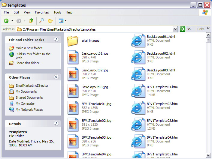 There are preview images corresponding to each template.